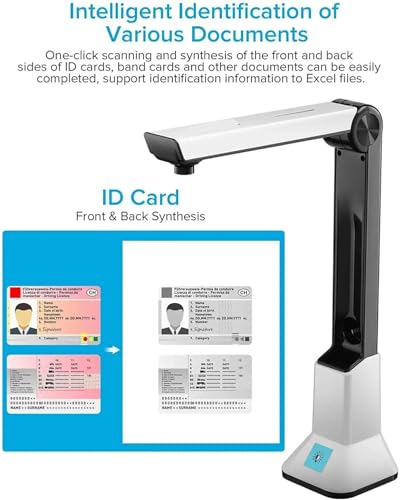 Portable Book Document Scanner Camera Capture A4 HD for ID Cards Passport Books Watermark Mega Pixel