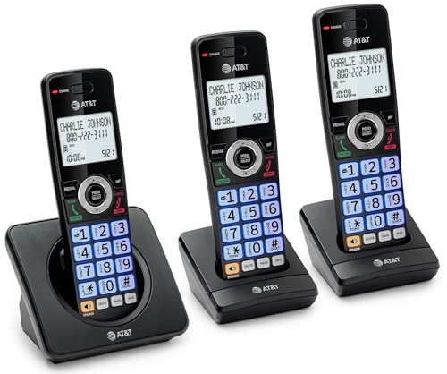 AT&T 3-Handsets Landline Home Phone with Call Blocker, Caller ID/Call Waiting, Full-Duplex Handset Speakerphone, Backlit Keypad & Display, Rechargeable Battery, ECO Mode, DECT 6.0: GL2101-31