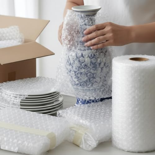 Bubble Wrap for Packing & Moving 4 Pack, 175 FT x 12” Bubble Cushioning Wrap with 3/16” Small Bubbles, Perforated Every 12” for Easy Tear, Lightweight Packing Wrap for Fragile Packaging & Mailing