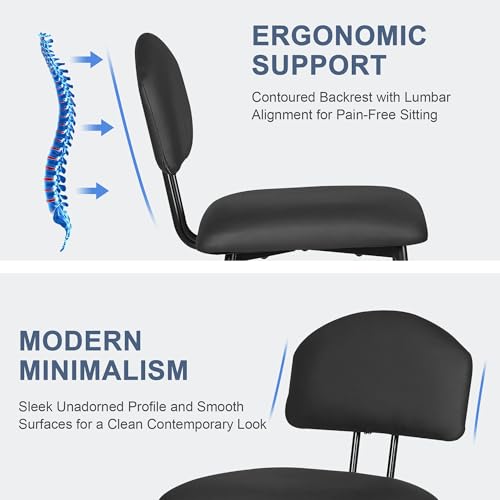 VECELO Stacking Dining Chairs Set of 4, Curved Backrest, Black