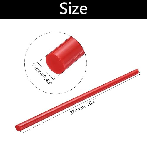 Red hot melt Glue Stick, for Dripping Decorative Paste, can be Used for DIY Accessories, Model Making, Greeting Card Making, etc. (Diameter: 11 x Length: 270 mm) (11 x 270 mm - 50 pcs)