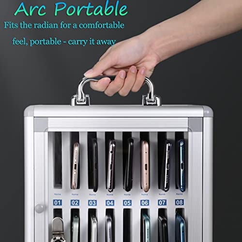 Clear Cellphone Lockers, Aluminum Alloy Pocket Chart Storage Cabinet for Cell Phones, Wall-Mounted with A Locked for Office Classroom (Color : Silver, Size : 36)