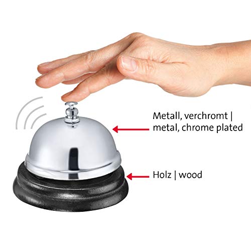 Westmark Table Bell/Reception Bell, Ø 8 Cm, Clear Sound, Wood/Steel (Chrome-Plated), Apart, Silver/Black, 63242260