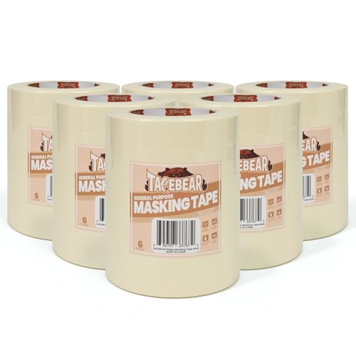 TAPEBEAR General Purpose Masking Tape Beige White 1" x 60Yards x 36Rolls