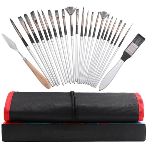 HBJWOV Nylon Hair Brush Set Canvas Curtain Oil Paintbrush Gouache Watercolour White Rod Brushes