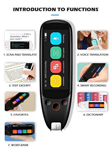 Real Time Scanning Dictionary Pen 112 Language Translation Reading Pen 3.5 Inch Screen Foreign Language Voice Translator Offline WiFi Electronic Dictionary Translate Devi,B