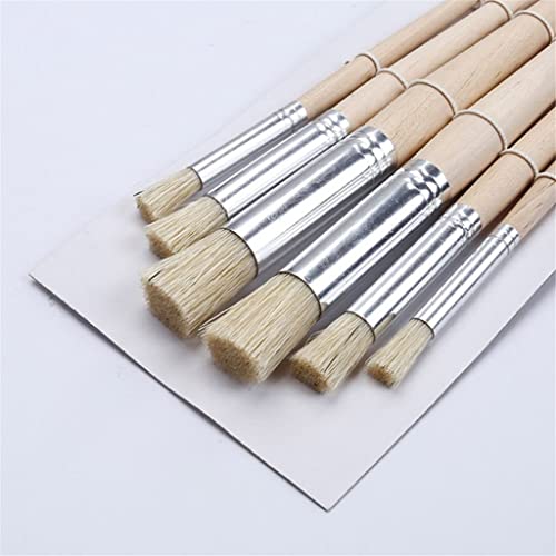 UOHLCX HBJWOV 6pcs/Set Watercolor Painting Stencil Brush Different Size Wooden Handle Art Supplies