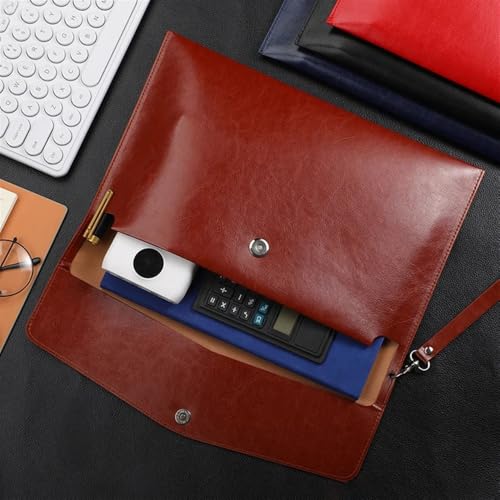 Filing Envelopes A4 Leather Filing Envelopes Briefcase Pouch Business Felt Folder Snap Large Capacity Document Bag Office Supplies File Organizer Plastic Folders(Blue)