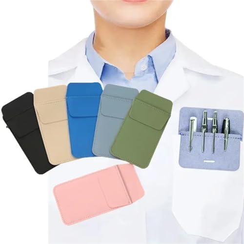 Yiodauh pocket protector 12pcs PU Leather Pencil Bag Gel Ink Pen Holder For Doctor Nurse Teachers Leak-proof Pens Organizer Storage Case Pocket
