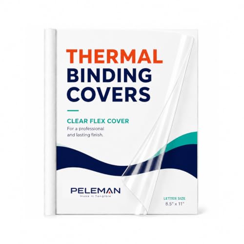 Peleman Thermal Binding Clear Covers with Steel Spine –for Thermal Binding Machines – Formerly Unibind – Used in Real Estate, Education and Various Businesses (White, 40 Sheets Max - 96/Boxes)