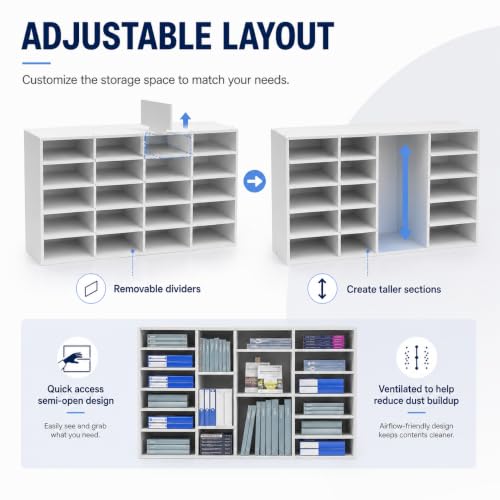 NTNOEA 36 Compartment Literature Organizer, Large Mail Sorter Cabinet with Adjustable Shelves, 176 lbs Load Capacity, Desktop File Mailbox