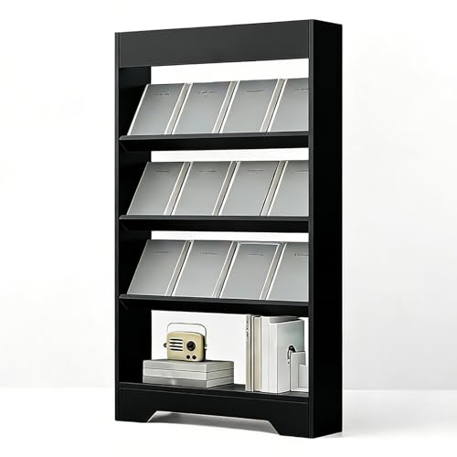 LHIUGE 4-Layer Brochure Display Rack,Freestanding Wooden Magazine Rack,Standing Literature Display Rack Brochure Holder for Home, Office, Retail Display
