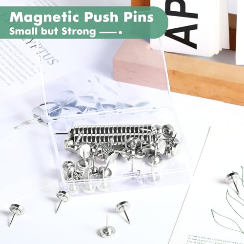 GOOLADA 80 Sets Magnet Push Pins, Magnetic Push Pins Backs, Push Pin Maps, Chinches para Pared, Decorative Stick Pins, Magnetic Thumb Tacks for Wall, Hang Board, Cork Board Accessories