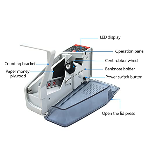 V40 Portable Money Counter Machine, 100-240V Mini Banknote Bill Counter with LED Display, 600pcs/min Multi-Currency Money Counting Machine for Banks, Stores