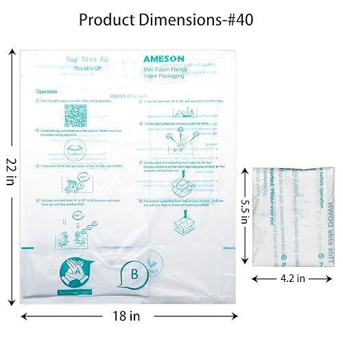 Expanding Foam Bag Quick for Shipping 40 Pack of 18"x22" Faster Foaming Better Shaping Handy Foam Room Temperature Packaging Bag #40 (40 PACK)