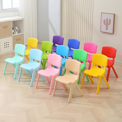 12Pcs Colorful Stackable School Chairs, Kids School Chair Seat for Toddlers Plastic Stack Chairs with 11'' Seat Height Little Kids Flexible Seating for Kindergarten Classroom Daycare