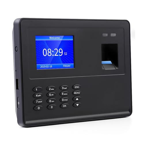 Time Clocks, Time Attendance Control Machine, 2.8 Inch Color Screen, Finger