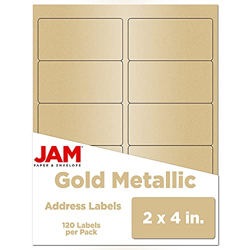 JAM PAPER Shipping Address Labels - Standard Mailing - 2 x 4 - Gold Metallic - 20 Packs of 120