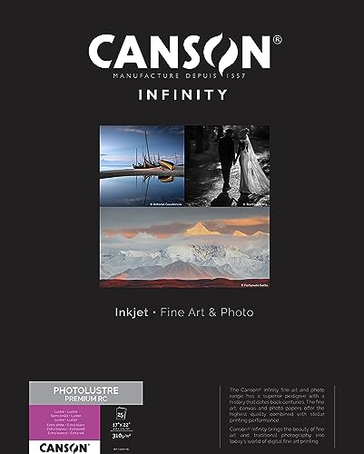 Canson Infinity Photo Lustre Premium Photographic Paper for Black and White, and Color Reproductions, 310 Grams, 17 x 22 Inch, 25 Sheets