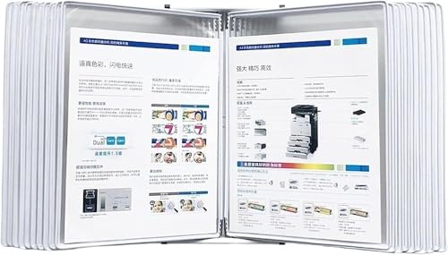 Wall Mounted Document Holder, 20 Pockets Hanging Wall File Organizer,A4 Wall Hanging Display Book, Presentation Project Folder for Files(White)