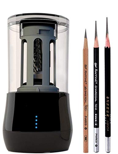 Electric Pencil Sharpener, Heavy-Duty Helical Blade to Fast Sharpen, USB/Battery Operated in School Classroom/Office/Home (Black)