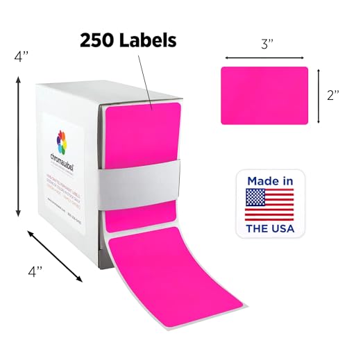 ChromaLabel 2" x 3" Rectangle Labels, 5 Fluorescent Colors, 250/Box