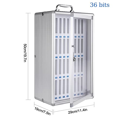 Clear Cellphone Lockers, Aluminum Alloy Pocket Chart Storage Cabinet for Cell Phones, Wall-Mounted with A Locked for Office Classroom (Color : Silver, Size : 36)