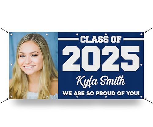 Class of 2026 Graduation Vinyl Banner Personalized Sign, Customizable School Colors, Custom Photo - Milweb1 (5'x10')