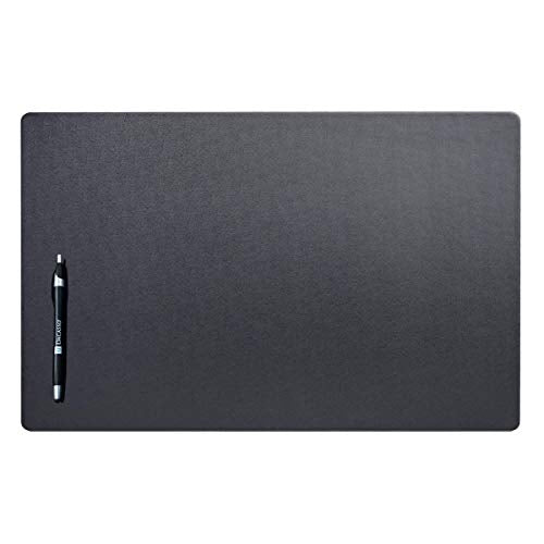DACASSO Leatherette Conference Table Pad - Luxury Leather Desk Blotter for Writing - Padded Executive Desk Surface Protector - (Black, 22” x 14”)