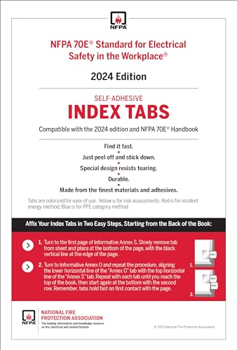 NFPA 70E, Standard for Electrical Safety in the Workplace Self-Adhesive Index Tabs (2024)