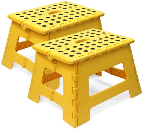 MaxWorks Folding Step Stool 2-Pack, 330 lbs Capacity, Yellow - (51222)