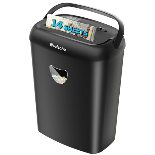 14 Sheet Cross Cut Paper and Credit Card Home Office Shredder with 6.6 Gallon Bin, Portable Crosscut Paper Credit Cards, Staples, and Clips Shredder