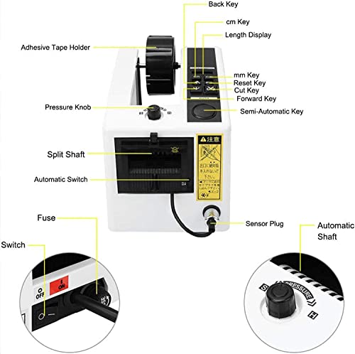 KJLYLPP Manual/Automatic Tape Dispenser, 20-999mm Cutting Length, 8-50mm Tape Width, Electric Adhesive Tape Cutting Machine, Packaging Tape Dispenser, for Home