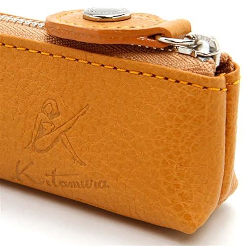 Kitamura YH0087 Pen Case, L-Shaped Opening, Camel/Orange Stitch [Brown] 61421, One Size