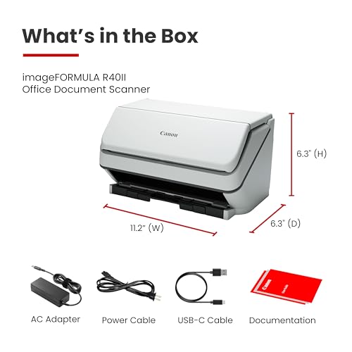 Canon imageFORMULA R40II Office Document Scanner - Duplex Scanning, Easy Setup, Scans a Wide Variety of Documents, Scans to Cloud
