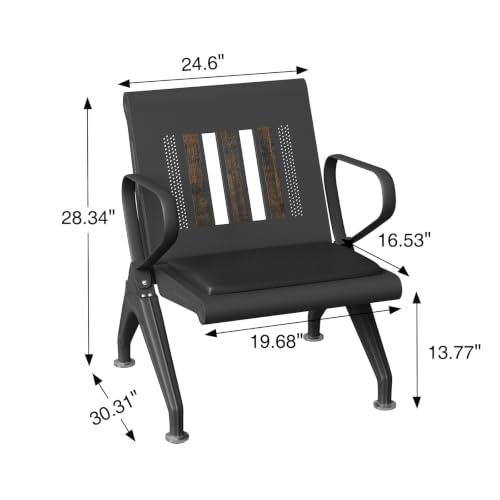 Waiting Room Chair with Arms Steel Frame Padded Reception Guest Chair