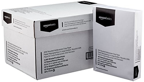 Amazon Basics 30% Recycled Multipurpose Copy Printer Paper, 8.5 x 11 Inches, 20 lb, Pallet, 400 Reams (200,000 Sheets), 92 Bright, White