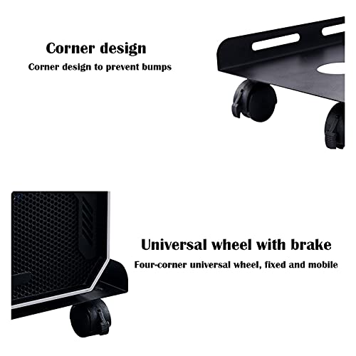 ZCSO Desktop Pc Tower Computer CPU Stand Cart with Protective Sides CPU Holder with 4 Caster Wheels Bracket PC Stand Base(Small)