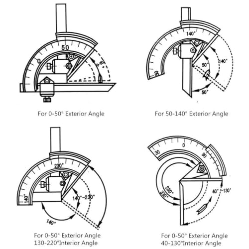 JBGYNU Vernier Bevel Protractor, 0-320° Angle Measuring Tool with Storage Box, 0.02 High Accuracy, Carbon Steel Protractor Rulers, for Woodworking, Carpenter, Construction