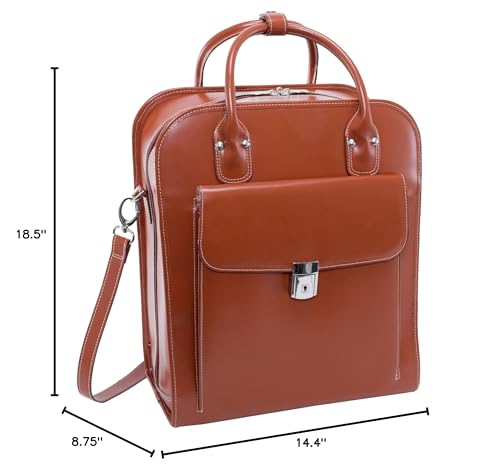 McKlein LA GRANGE, Top Grain Cowhide Leather, 15" Leather Detachable -Wheeled Ladies' Laptop/Computer & Tablet Business Briefcase Bag/Women's Rolling Overnight Travel Bag, Removable trolley case