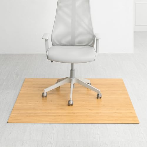Anji Mountain 52" x 48" Bamboo Office Chair Mat for Carpet & Hardwood Floor