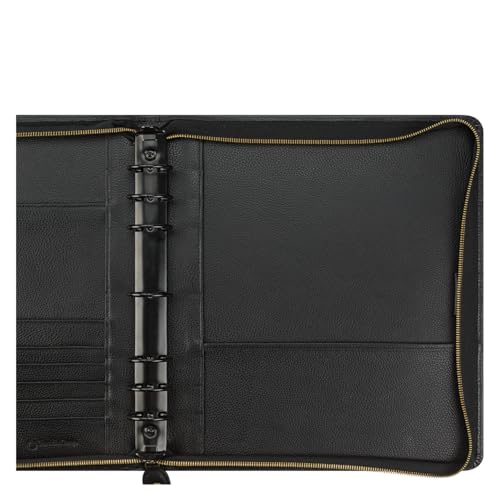 FranklinCovey - Tyler Ring-Bound Binder for FranklinCovey Planners | Leather - Zipper Binder (Monarch, Black)