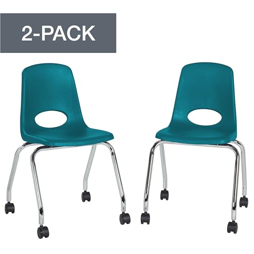 FDP 18" Mobile School Chair with Caster Wheels - Teal (2-Pack), 10372-TL