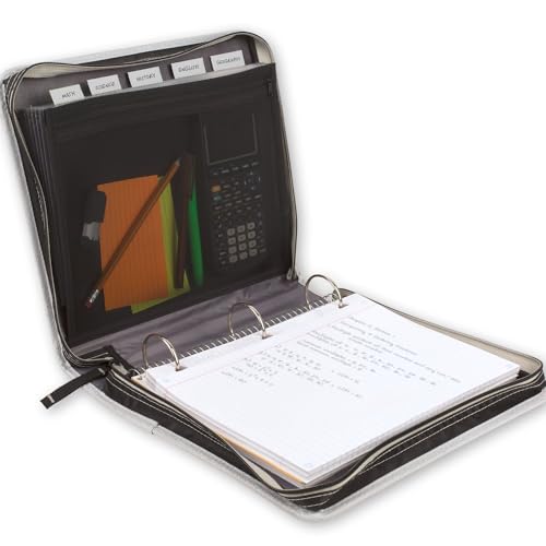 Five Star Zipper Binder, 2 Inch 3-Ring Binder with Round Rings, Expansion Panel and 5-Tab Expanding File, 580 Sheet Capacity, Black (29052IT8)