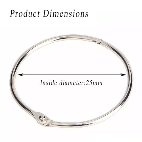 Ring binding, Binder rings 100pcs Book Rings, Metal Loose Leaf Inner Diameter 20mm/25mm Binding for DIY School Office Memo, Ring