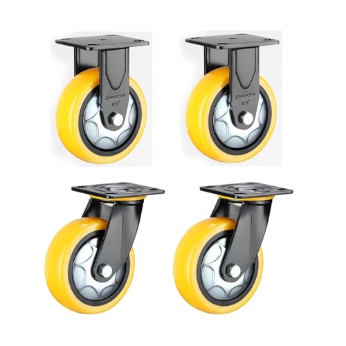 Mavvilo Heavy-Duty Fur Wheels - 4-Piece Set Swivel Casters with Mum-Heavy Polyurethane - Universal Rollers for Smooth Movement On All Floor Types Enhance Comfort & Save Energy,F+U-5In