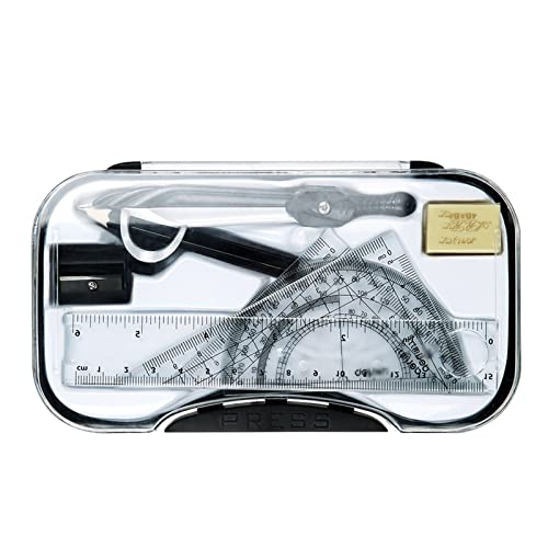 TXGJWRA Circular Gauge Set Math Geometry Kit Sets Math Tool Kit with Storage Box Geometry Tools Kit Metal Geometry Drawing Tools for Students Circle Gauge Set