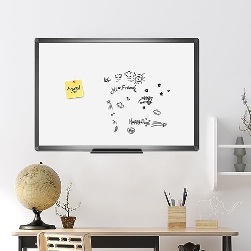 VIZ-PRO Magnetic Dry Erase Board, 48 x 36 Inches, Black Aluminium Frame