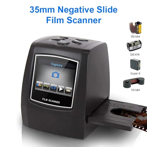 Mini Negative Scanner 35mm/135mm 2.4-inch Slide Converter LCD Screen, Automatic Exposure &Color Balance Adjustment,Photo Digital Image Viewer Built-in Editing Software