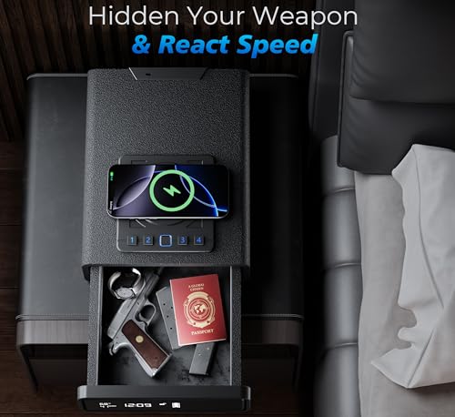 ORARAER Biometric Gun Safe, 3 Unlock Access Methods, Adjustable LED Display with Humidity & Temperature, Backup Battery & Backup Key, Secure Storage for Cash Jewelry Valuables, Gift for Men